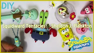 Making  Squidward Tentacles & Sheldon J. Plankton(SpongeBob Squarepants)/air dry clay tutorial