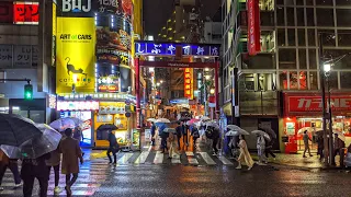 4K 60FPS HDR ASMR 🌃 Tokyo, Heavy Rain 🌧 Night Walk In Shibuya 渋谷の夜散歩