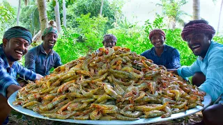 PRAWNS FRY | Crispy Shrimp Fry Recipe Cooking in Village | Tasty Fried Shrimp Seafood Recipe