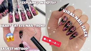 TRYING THE VIRAL HEART CAT EYE NAIL ART TREND | EXPLAINED IN DEPTH | TIPS & TRICKS | GEL X NAILS