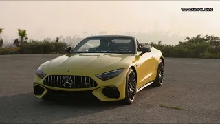 2022 Mercedes AMG SL 55 -Yellow-Exterior Interior and Drive