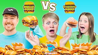 MrBEAST vs KJAR Crew BURGER! Full Menu Food Challenge!
