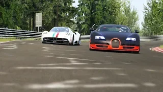 Bugatti Veyron 16.4 SS vs Pagani Huayra at Nordschleife