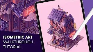 How to draw ISOMETRIC CABINS in Procreate: Noodles (timelapse + commentary)