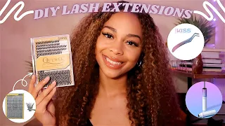 DIY Lash Extensions At Home | Amazon QUEWEL Clusters & KISS Falscara Kit