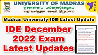Madras University IDE December 2022 Examination Today Updates 👍