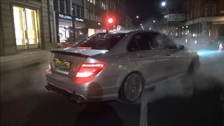 800bhp Weistec Supercharged C63 BURNOUTS, BRUTAL START UP and REVS!