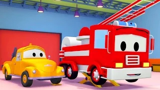 Hasičské auto a Odtahový vůz Tom | Animák z prostředí staveniště s auty a nákladními vozy