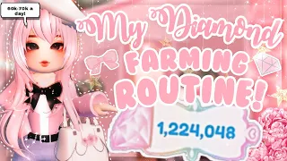 My Diamond Farming Routine! 60k-70k A DAY! 💗🌷✨ | Royale High Roblox