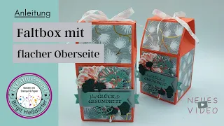 Einfache Geschenkbox mit flacher Oberseite basteln / Geschenkverpackung Glücksymbole