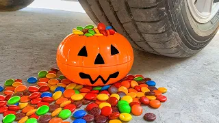 Crushing Crunchy & Soft Things by Car! - EXPERIMENT HALLOWEEN PUMPKINS vs CAR vs M&M's CANDY