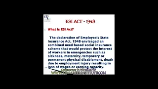 Employees State Insurance Act 1948 - meaning, purpose, contributions etc. #esic #EsiAct1948 #hr