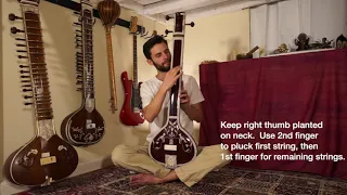 Tanpura - How to Tune, How to Play, Instrumental Tanpura, tamboura, tambura. Tanpura in C Lesson.