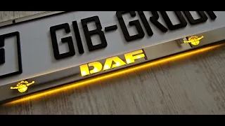 LED Рамка номерного знаку з написом та логотипом "DAF". 14458