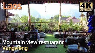 🇹🇭 2022 Mountain view restuarant, Vangvieng, Laos| Laos travel | vangvieng 4k | walking street