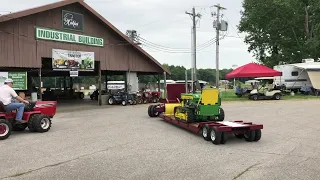 Mini semi truck and lowboy trailer