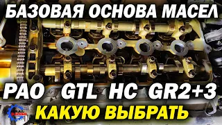 База моторных масел - ПАО - ГТЛ - Гидрокрекинг - Минералка -Сравнение
