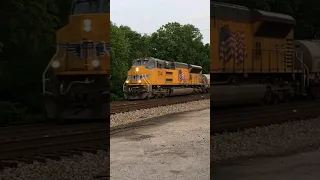Squeaky clean Union Pacific locomotive rolling on the Rathole!