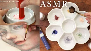 【ASMR】日本画で人物を描く作業音 Part 1🎧Painting Sound, Making Nihonga Portrait