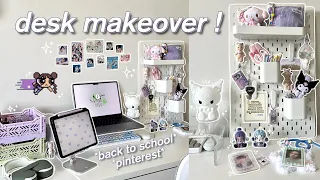 pinterest desk makeover 🖇️📓 back to school, stationery organization, aesthetic pegboard desk setup 🎀