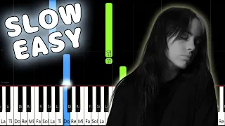 Billie Eilish - No Time To Die  - SLOW EASY Piano Tutorial [animelovemen]