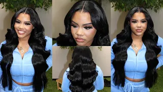 BEST Pre Plucked 28'' Body Wave HD Lace Front Wig Install + Luxurious Curls | Asteria Hair