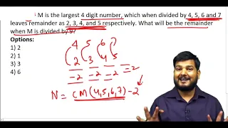 M is the largest 4 digit number, which when divided by .................? (#SSCCGL Maths Questions)