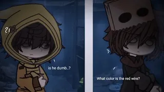 || What color is the red wire? || Little nightmares 2 || gacha || ft. Six & Mono ||