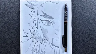 Anime drawing | how to draw rengoku step-by-step [ Demon slayer ]
