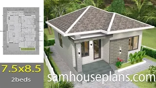 House Plans 7.5x8.5m with 2 bedrooms Full Plans