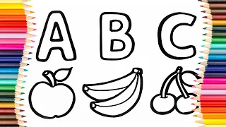 ABC Fruits Drawing, Painting and Coloring for Kids & Toddlers