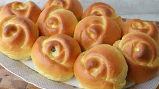 Сдобные булочки "Розы" с творогом и изюмом | Butter buns "Roses" with cottage cheese and raisins