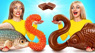 Челлендж. Шоколадная Еда vs Настоящая еда | Смешные Cитуации от Choco DO