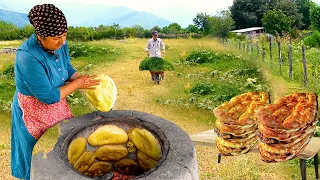 Grandma Baked Real Tandoor Bread in the Village – Making Old Broom