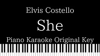 【Piano Karaoke Instrumental】She / Elvis Costello【Original Key】