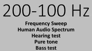 200-100 Hz. Frequency Sweep. Human Audio Spectrum. Hearing test. Bass test. Pure tone