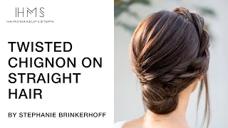 Twisted Chignon On Straight Hair | Low Bun Tutorial by@hairandmakeupbysteph | Kenra Professional