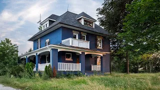 Abandoned 1900s Brick Farmhouse with Old World Charm! Why did They Paint it Blue!!?