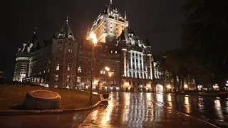Canada Rainy Night in Old Quebec City | 4K Rain Ambience Sounds