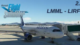 MSFS | European Tour Leg 2 | Malta - Rome | Aegean Airlines | A320neo