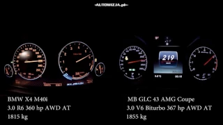 BMW X4 M40i vs Mercedes GLC 43 AMG Coupe acceleration