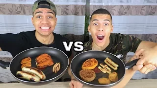 VEGETARISCH vs NICHT VEGETARISCHES ESSEN !!! | Kelvin und Marvin