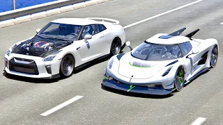 Koenigsegg Jesko Absolut vs Nissan GTR Dragster - Drag Race 20 KM