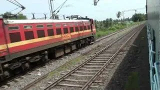Kovai Exp Passing Passr train and crossing Chennai Intercity exp