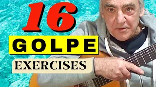 16 Golpe exercise drills. Flamenco guitar tutorial with tab