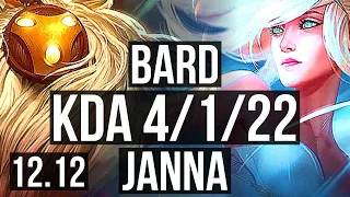 BARD & Zeri vs JANNA & Xayah (SUP) | 4/1/22, Rank 3 Bard, 400+ games | EUW Challenger | 12.12