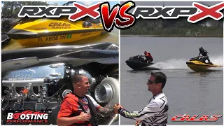 Calas Performance Stage 4+ SeaDoo RXPX VS Boosting Performance Turbo Nitrous RXPX Jetski Drag Race