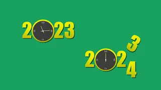 New year 2024 animation green screen | 2023 to 2024 countdown clock animation green screen