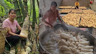 How to harvest bamboo shoots.  The process of drying bamboo shoots for sale to the market. (Ep 193).