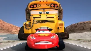 Miss Fritter Races Lightning McQueen Disney Pixar Cars Toons Race Day PART 3